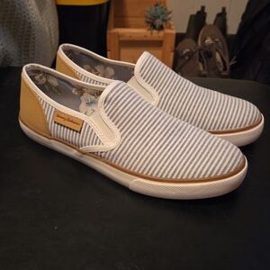 Striped Slip-On Shoes - Yellow and White
